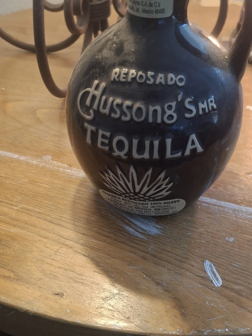 Vintage Reposado Tequila Ceramic Decanter - Black